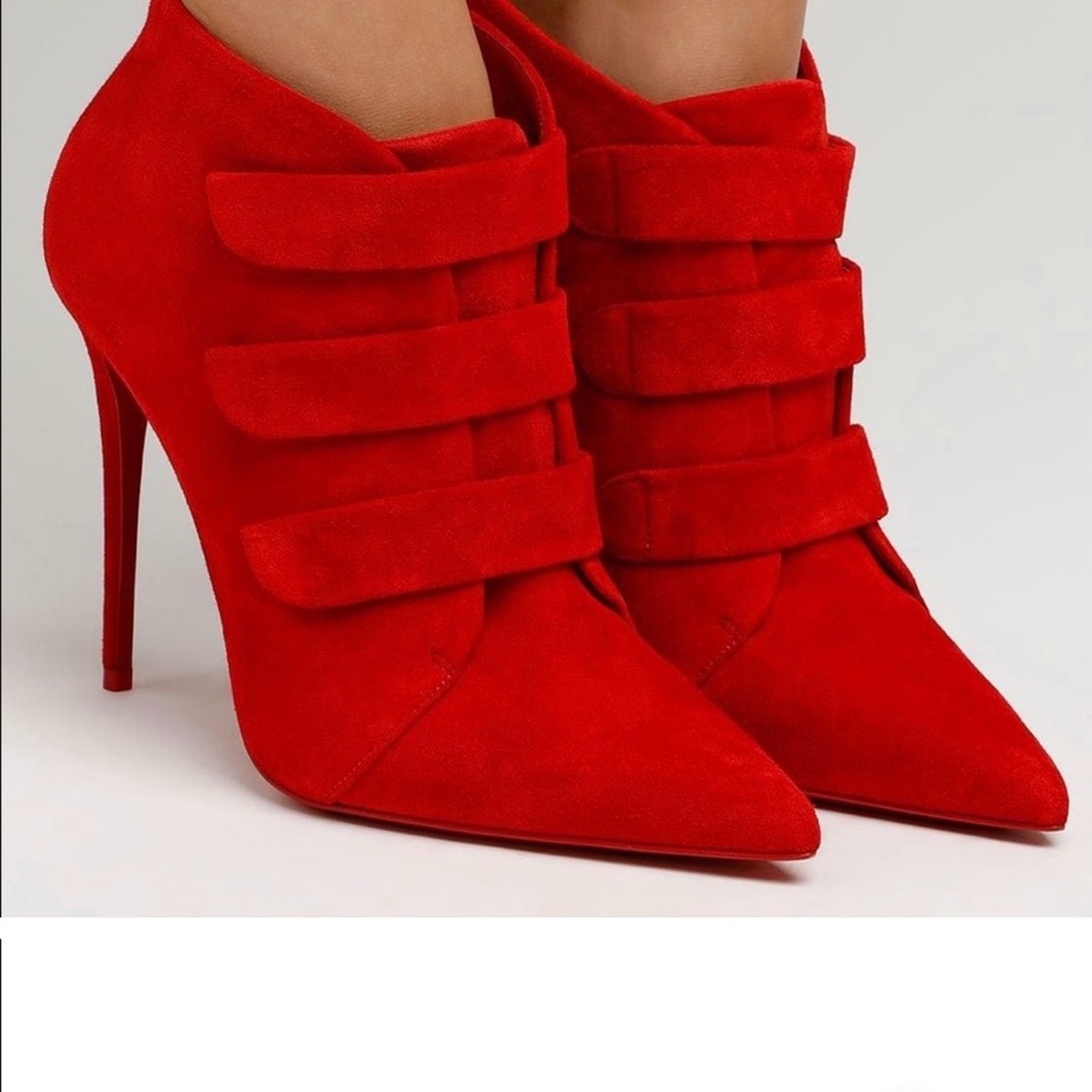 Make a statement with these beautiful red suede booties